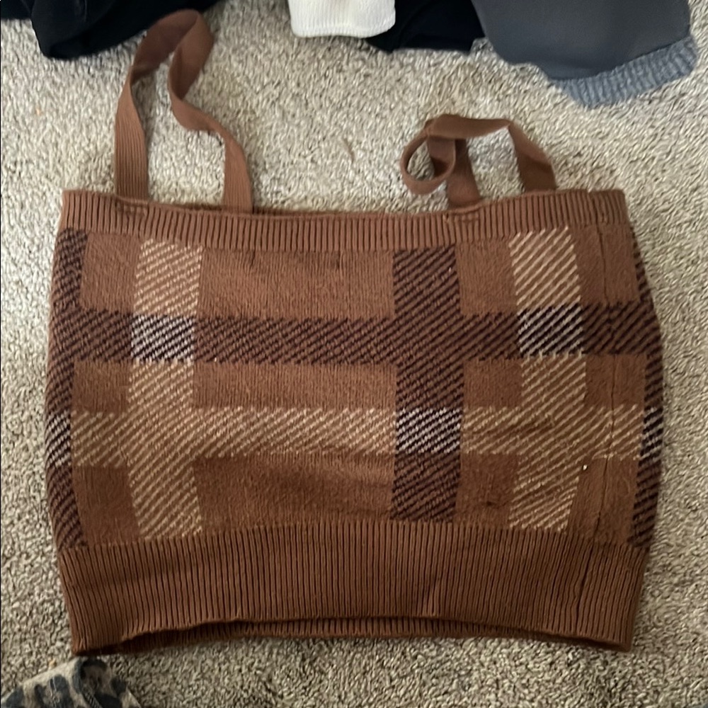 Old Navy Brown Plaid Tank Top